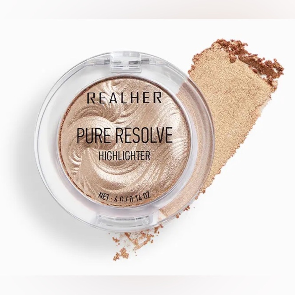 REALHER Pure Resolve Highlighter Champagne NIB Retail:$21 Cruelty & Paraben Free